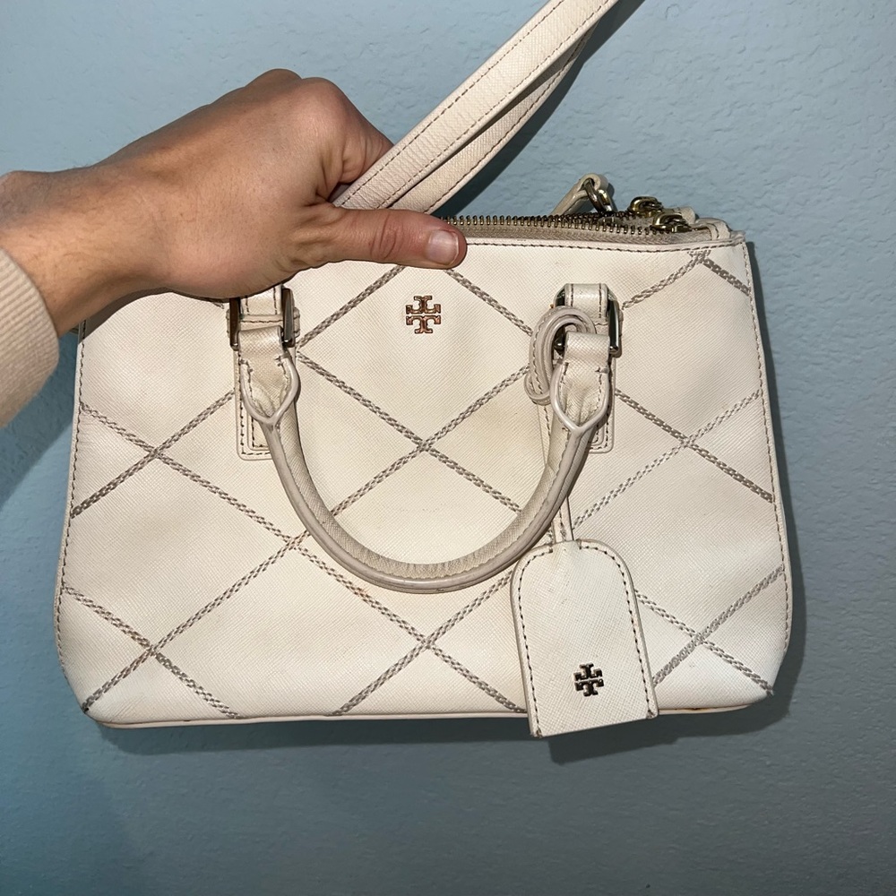 Tory Burch White Cross Stitch Bag